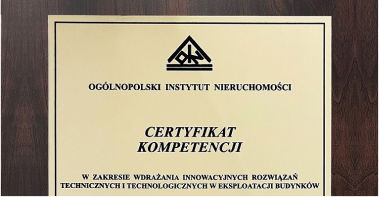 LAKMA SAT Z CERTYFIAKTEM KOMPETENCJI OGÓLNOPOLSKIEGO INSTYTUTU NIERUCHOMOŚCI